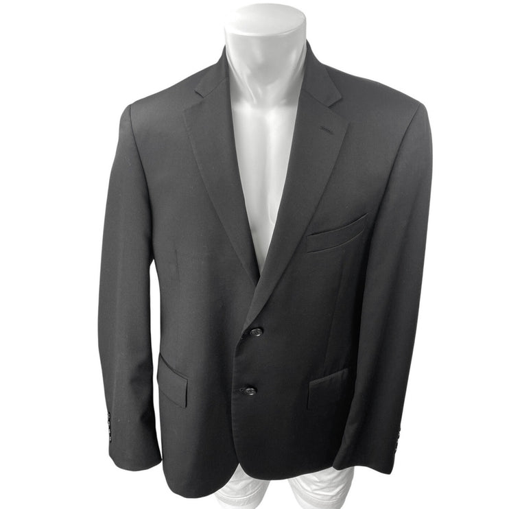 Nordstorm 100% Wool Men's Black Long Sleeve Button Blazer Sports Coat Jacket 44R