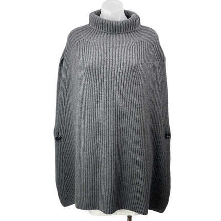 Barneys New York 100% Cashmere Womens Gray Pullover Poncho Sweater Cape Top XS/S