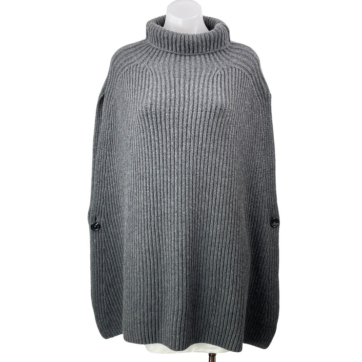 Barneys New York 100% Cashmere Womens Gray Pullover Poncho Sweater Cape Top XS/S