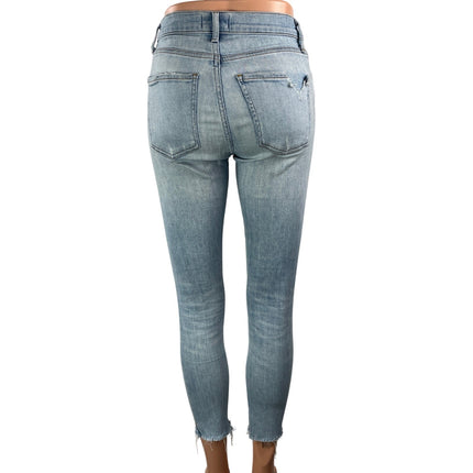 AGOLDE Women's Blue Light Wash Frayed Hem Cropped Skinny Denim Jean Pants Sz 26