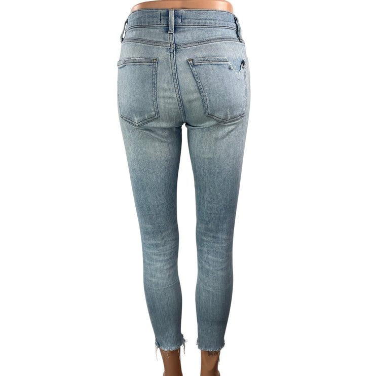 AGOLDE Women's Blue Light Wash Frayed Hem Cropped Skinny Denim Jean Pants Sz 26