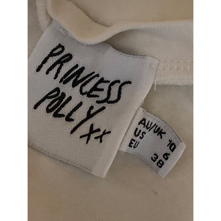 Princess Polly Womens White Spider Short Sleeve Baby Tee T Shirt Crop Top Size 6