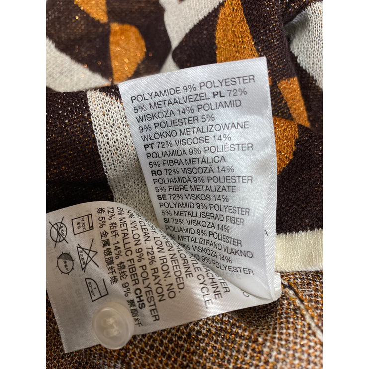 & Other Stories Geometric Jacquard Long Sleeve Crop Cardigan Sweater Top Size XS