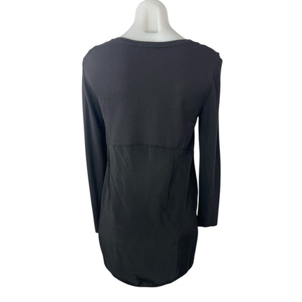 COS Women's Black Long Sleeve Round Neck Mesh Shift Blouse Tunic Top Size XS