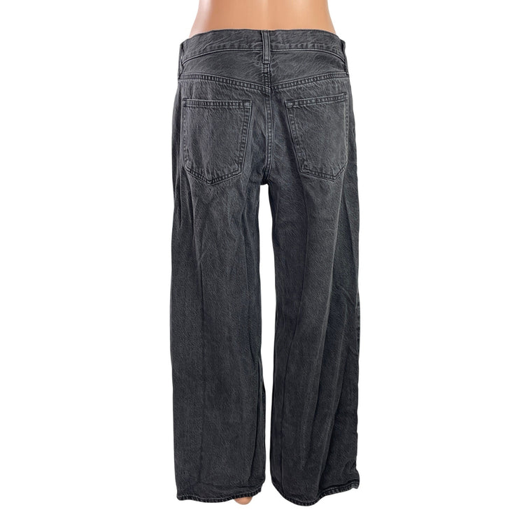 Abercrombie & Fitch Ultra Loose Low Rise Black Baggy Wide Denim Jeans Pants 28