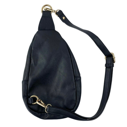 Anthropologie Mali + Lili Gwen Black Faux Leather Vegan Sherpa Sling Bag Handbag
