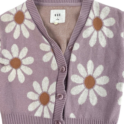 HUX Baby Girls Toddler Purple Daisy Floral Button Up Cardigan Sweater 12-18M