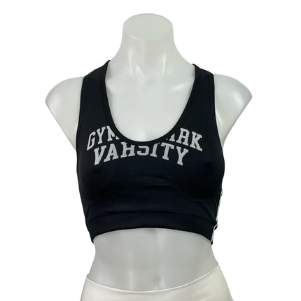 Gymshark Lift Varsity Black Racerback Seamless Sports Bra Cropped Tank Top Sz S