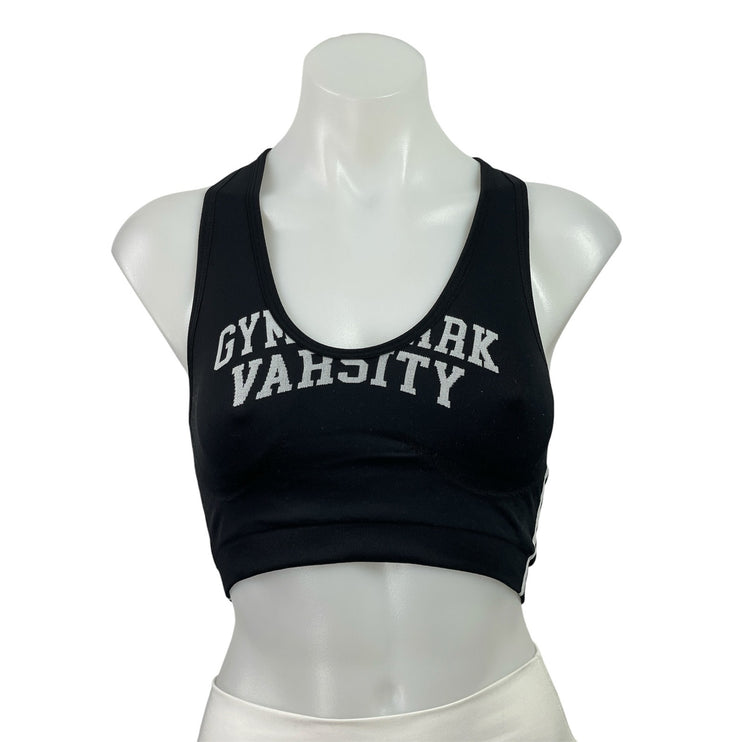 Gymshark Lift Varsity Black Racerback Seamless Sports Bra Cropped Tank Top Sz S