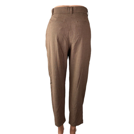 Little Moon Women's Check Plaid Pleated High Rise Tapered Trousers Dress Pants 2