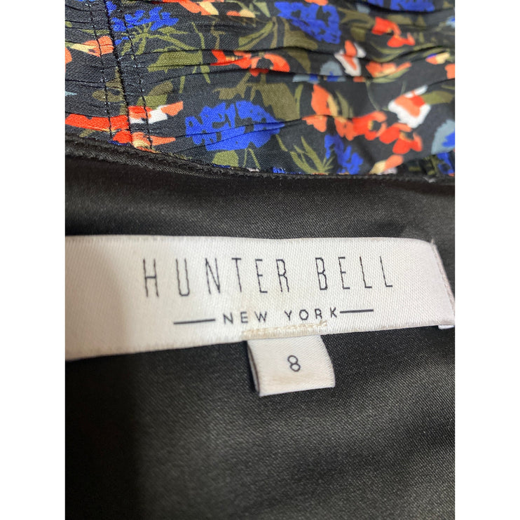 Hunter Bell Multicolor Black Floral V-neck Long Puff Sleeve Peplum Blouse Top 8