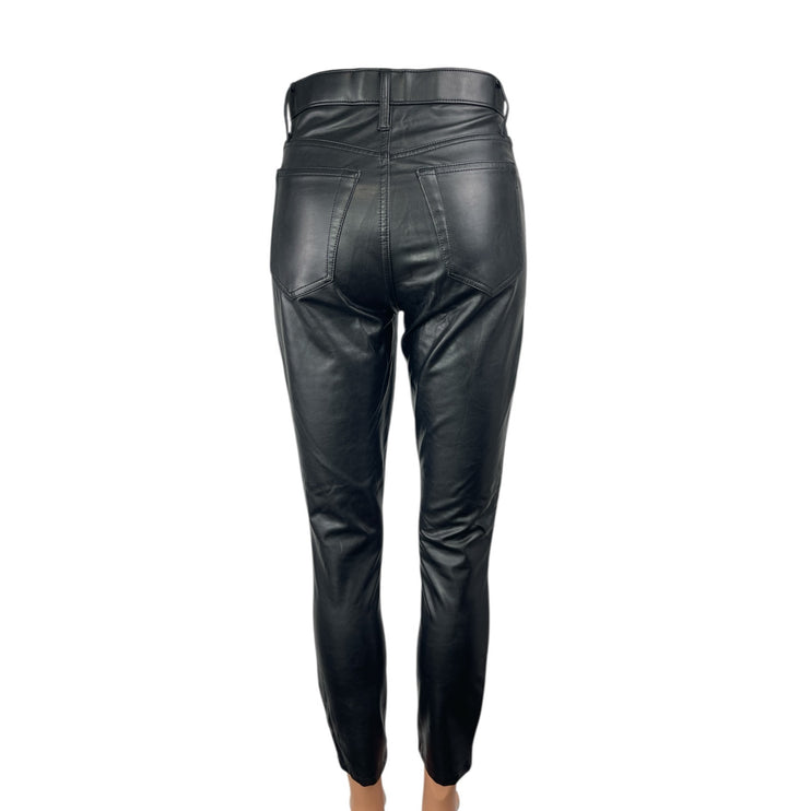 Abercrombie & Fitch Black Faux Vegan Leather High Rise Skinny Trousers Pants 25