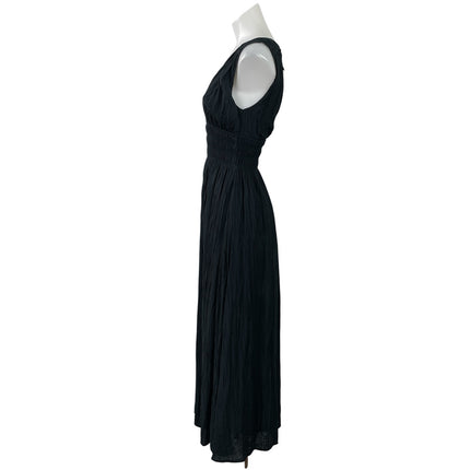 Abercrombie & Fitch Womens Black Sleeveless Smocked Flowy Midi A-line Dress XXSP