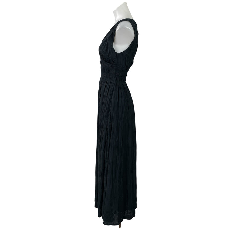 Abercrombie & Fitch Womens Black Sleeveless Smocked Flowy Midi A-line Dress XXSP