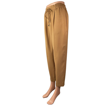 Zara Women's Brown Drawstring High Rise Carrot Tapered Trousers Dress Pants XS