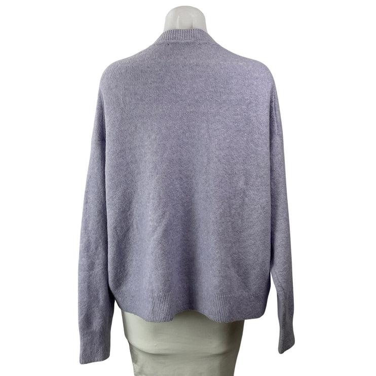 Zara Women's Heather Gray Long Sleeves Knit Relaxed Crew Pullover Sweater Top M