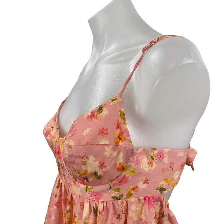 Resa Melly Multicolor Floral Sleeveless Bustier Mini Tank Flare A-Line Dress XS