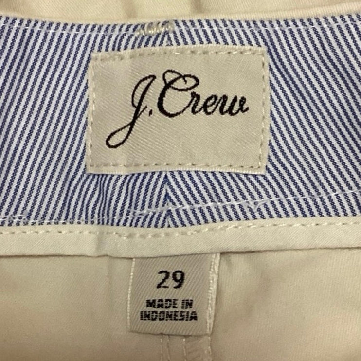 J. Crew White High Rise Flat Front Ankle Slim Boyfriend Chino Dress Pants Sz 29