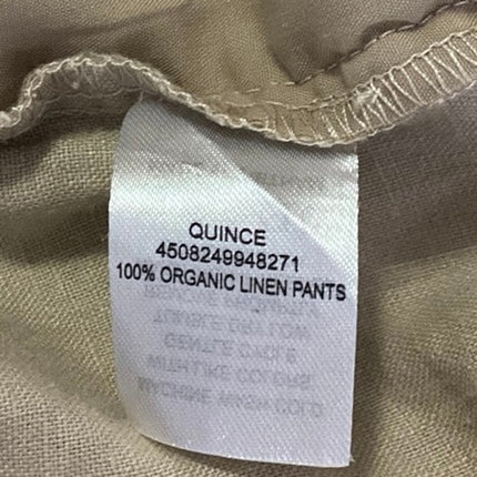 Quince 100% Linen Cream High Rise Elastic Waist Wide Leg Trouser Pants Size S