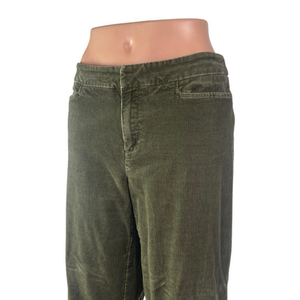 Jones Sport Women Green Corduroy Stretch High Rise Flare Trousers Pants Size 10