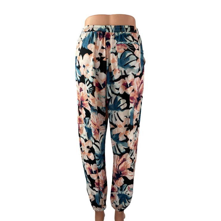 Olivaceous Women's Multicolor Floral High Rise Summer Jogger Trousers Pants Sz M