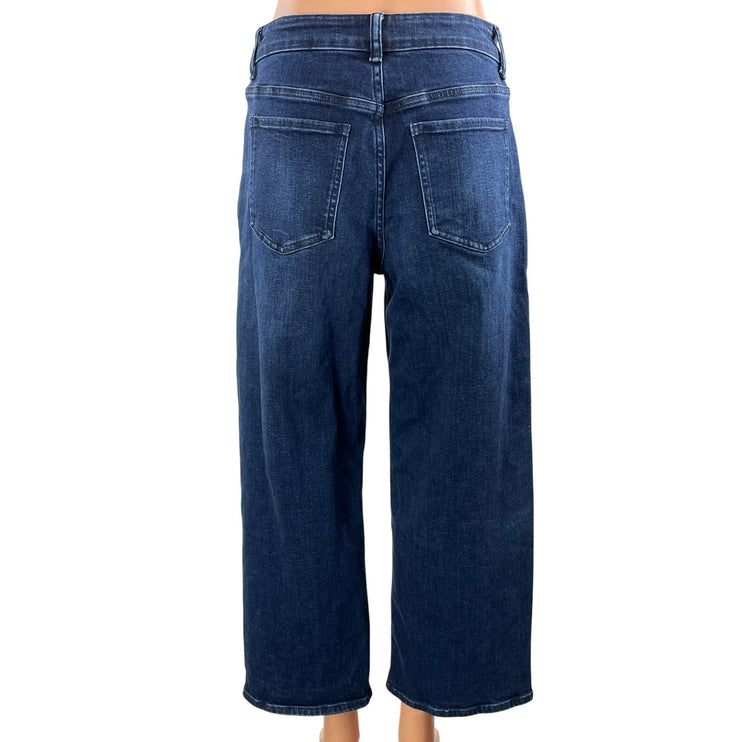 Quince Women's Blue High Waisted Wide Leg Baggy Cropped Denim Jeans Size 27