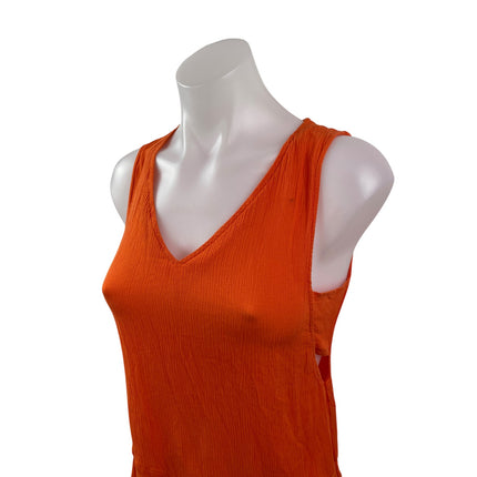 Topshop Women Coral Sleeveless V Neck Tank Cami Casual Cutout Mini Dress Size 4