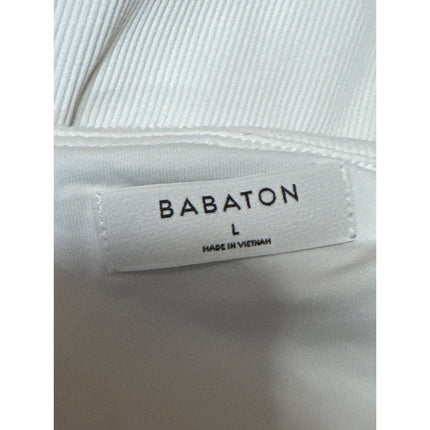 Aritzia Babaton White Sleeveless Ribbed Knit Tank Thong Bodysuit Top Size L