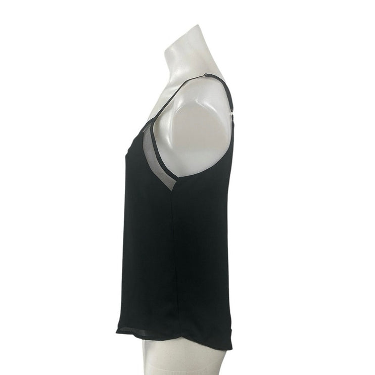 Forever 21 Galen Black Mesh Trim Sleeveless V Neck Cami Camisole Tank Top Size S