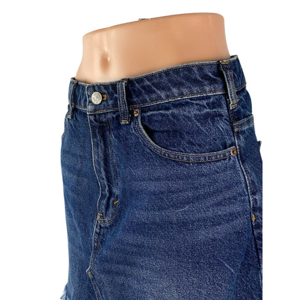 Free People We The Free Blue Frayed Raw Hem Pencil Denim Jean Skirt Size 28