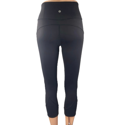 Lululemon In Movement Women's Black Crop Yoga Athletic Leggings Pants Size 4