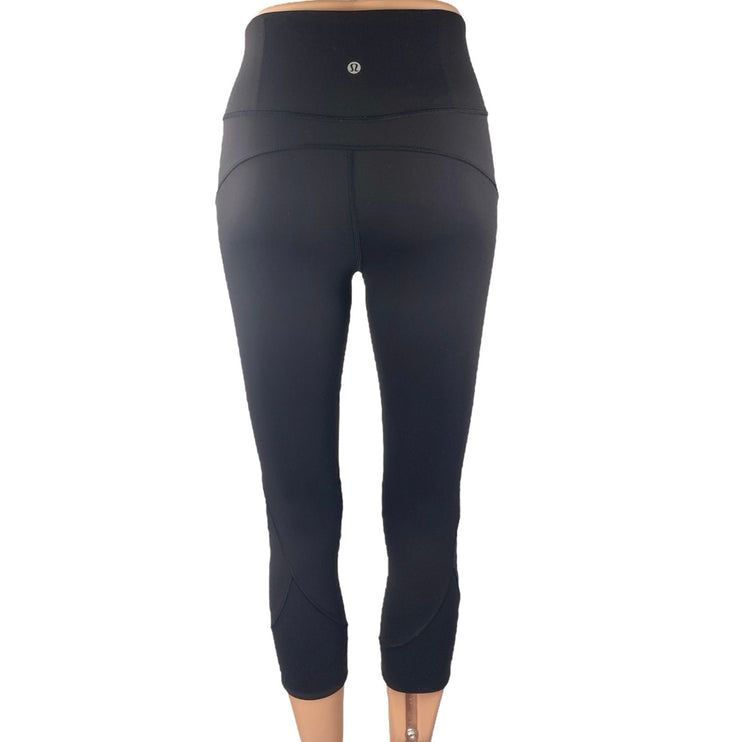 Lululemon In Movement Women's Black Crop Yoga Athletic Leggings Pants Size 4