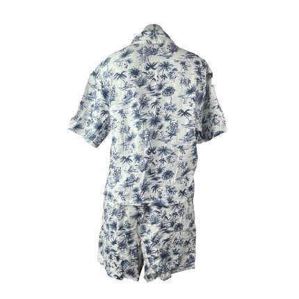 NEW Abercrombie & Fitch Blue Tropical Button Up Shirt Shorts 2 Pc Set Size S