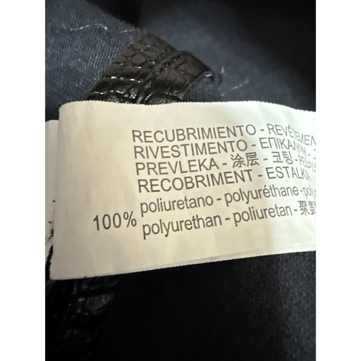 Zara Women's Black Faux Leather Vegan Croc Long Sleeve Button Up Jacket Size S