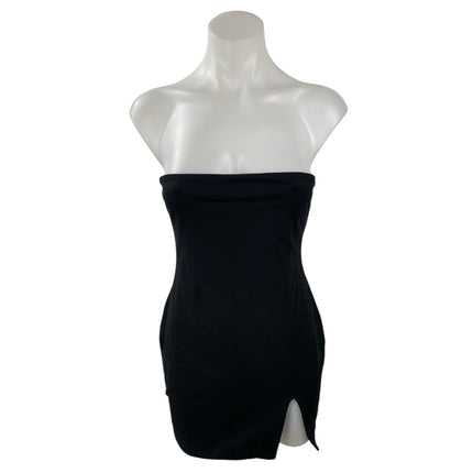 Superdown Black Strapless Tube Bandeau Slit Sleeveless Mini Bodycon Dress Size S