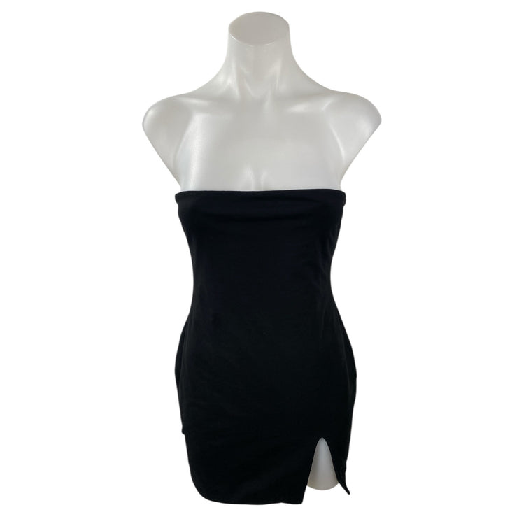 Superdown Black Strapless Tube Bandeau Slit Sleeveless Mini Bodycon Dress Size S