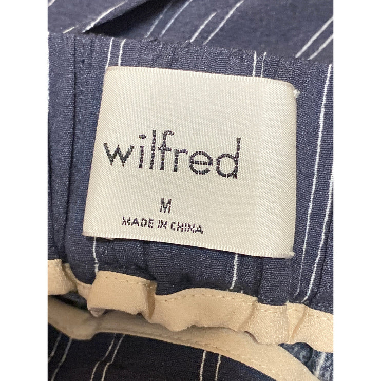 Aritzia Wilfred Faun Gray Striped Tie Belt High Waist Wide Leg Trousers Pants M