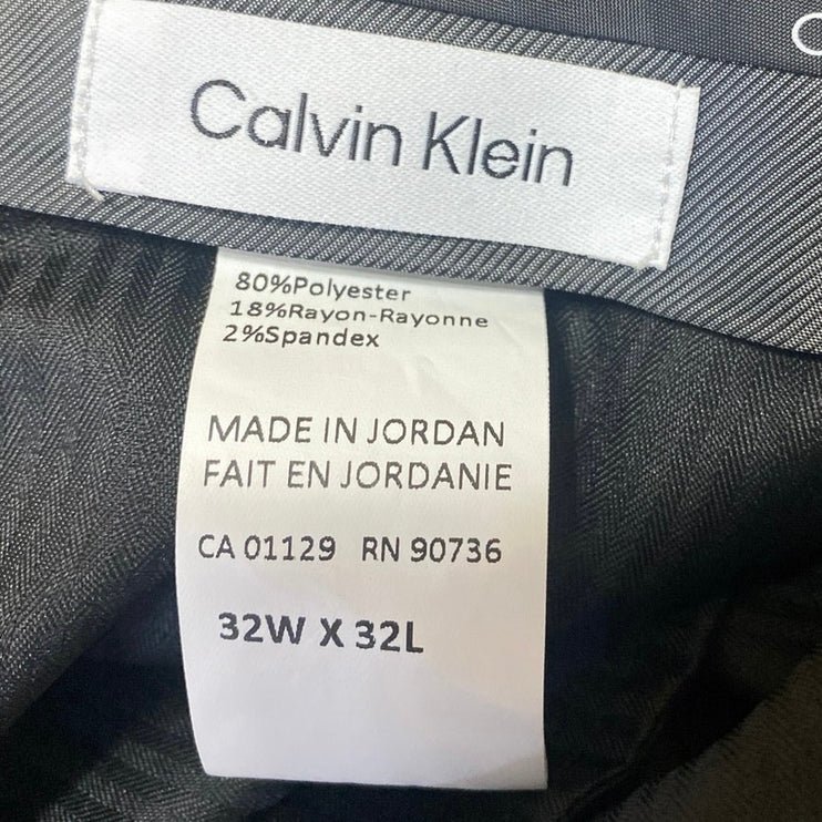 Calvin Klein Men's Brown Pleated Straight Leg Trousers Dress Pants Size 32x33