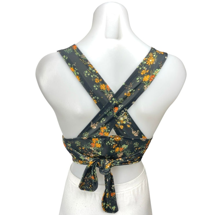 Urban Outfitters Multicolor Floral Sleeveless Plunging Tie Back Crop Top Size S