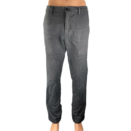 Uniqlo Men's Gray High Rise Slim Straight Leg Chino Khaki Trousers Pants 35x34