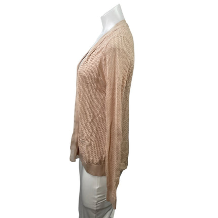 Ann Taylor Women's Peach Coral Long Sleeve Knit Open Cardigan Sweater Top Size S