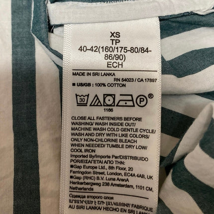 Banana Republic Women's Green White Striped Long Sleeve Button Up Shirt Top XS