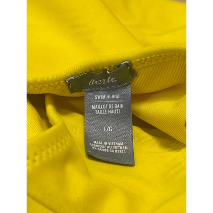 Aerie Yellow High Waist Tankini Crop Two Piece Bikini Swimsuit Swimwear Size L
