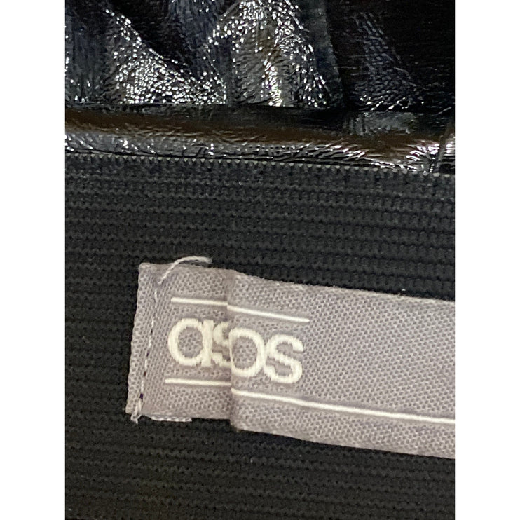 ASOS Women's Black Faux Leather Vegan Tapered High Waisted Trousers Pants Size 8