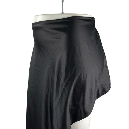 H&M Women's Black Silky Satin Asymmetric Drape High Low A-Line Slip Skirt Size L