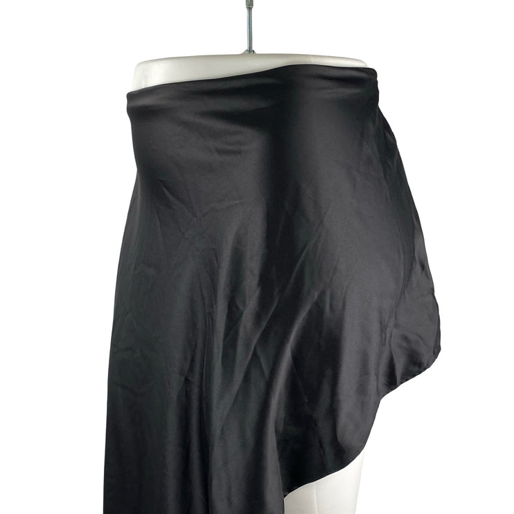 H&M Women's Black Silky Satin Asymmetric Drape High Low A-Line Slip Skirt Size L
