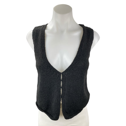 Oak + Fort Women's Black Knit Sleeveless V Neck Sweater Vest Tank Top Size S