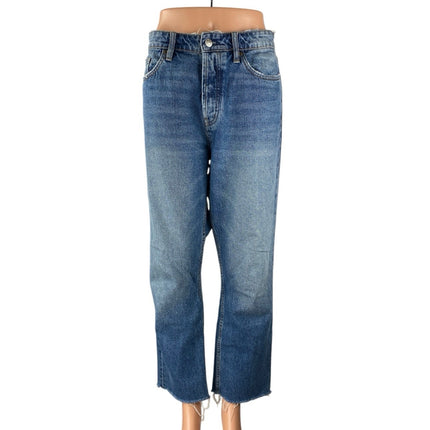 Zara Trafaluc Women's Blue Medium Wash High Rise Straight Denim Jeans Size 8
