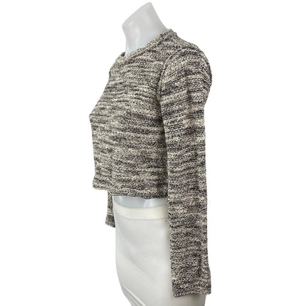 Michael Star Womens Marled Gray Knit Crew Neck Long Sleeve Crop Sweater Top XS/S