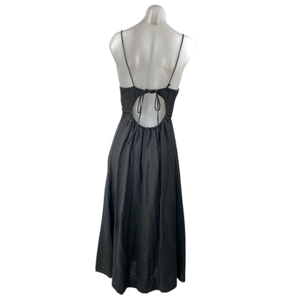 Oysho Black Sleeveless Cutout Back Button Front Cami Tank Midi A Line Dress Sz M
